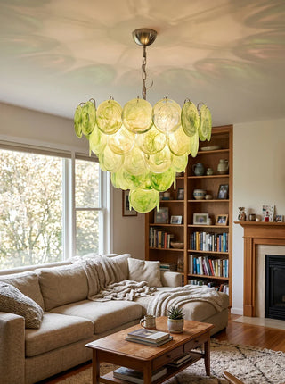 Green Disk Glass Round Chandelier