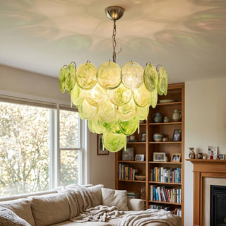 Green Disk Glass Round Chandelier