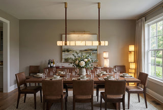 Halden Leather Strap Alabaster Linear Chandelier