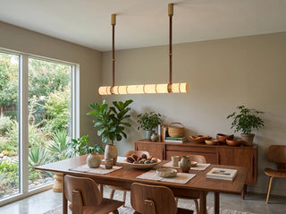 Halden Leather Strap Alabaster Linear Chandelier