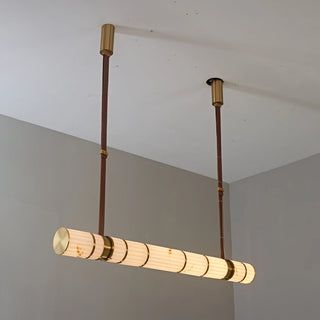Halden Leather Strap Alabaster Linear Chandelier
