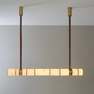 Halden Leather Strap Alabaster Linear Chandelier