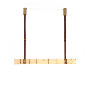 Halden Leather Strap Alabaster Linear Chandelier