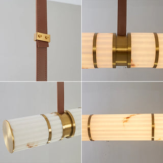 Halden Leather Strap Alabaster Linear Chandelier