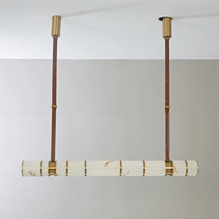 Halden Leather Strap Alabaster Linear Chandelier