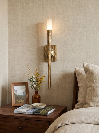 Hammered Torch Alabaster Wall Light