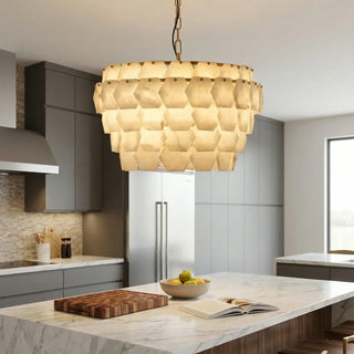 Hexagonal Layered Alabaster Chandelier - Vidirlighting