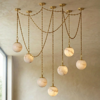 Alabaster Spherical Chain Chandelier