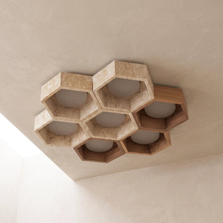 Honeycomb Hexagonal Travertine Ceiling Light