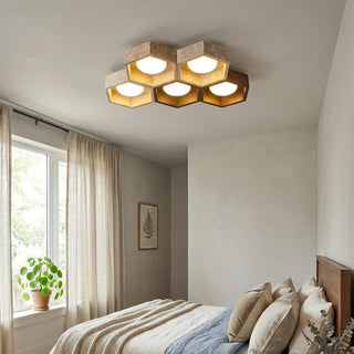 Honeycomb Hexagonal Travertine Ceiling Light