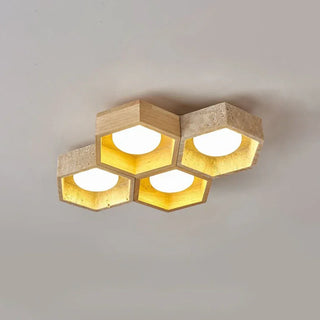 Honeycomb Hexagonal Travertine Ceiling Light