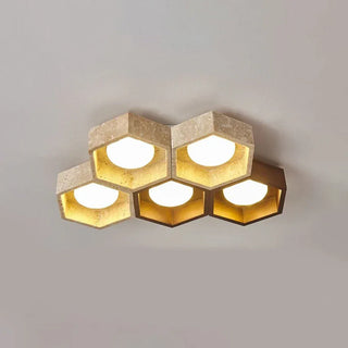 Honeycomb Hexagonal Travertine Ceiling Light
