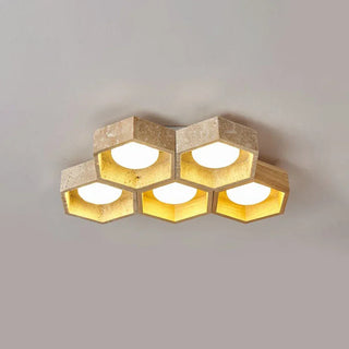 Honeycomb Hexagonal Travertine Ceiling Light
