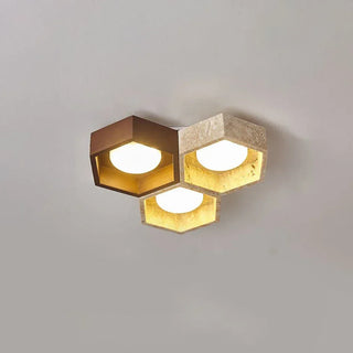 Honeycomb Hexagonal Travertine Ceiling Light