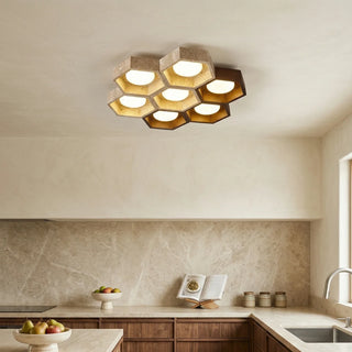 Honeycomb Hexagonal Travertine Ceiling Light