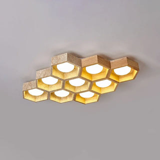 Honeycomb Hexagonal Travertine Ceiling Light