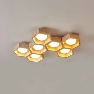 Honeycomb Hexagonal Travertine Ceiling Light