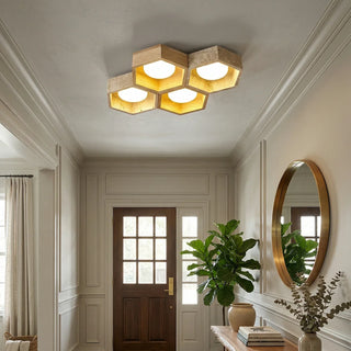 Honeycomb Hexagonal Travertine Ceiling Light