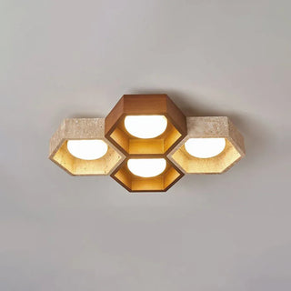 Honeycomb Hexagonal Travertine Ceiling Light