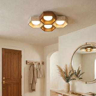 Honeycomb Hexagonal Travertine Ceiling Light
