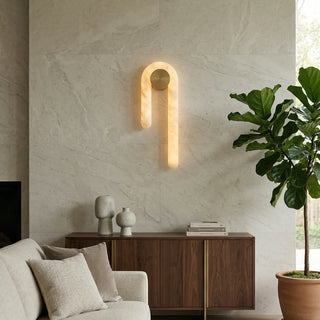 J-Shape Arlo Loop Alabaster Wall Sconce
