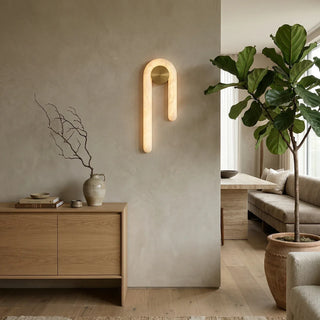 J-Shape Arlo Loop Alabaster Wall Sconce