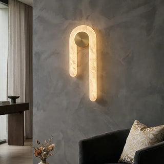 J-Shape Arlo Loop Alabaster Wall Sconce