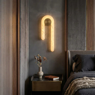 J-Shape Arlo Loop Alabaster Wall Sconce