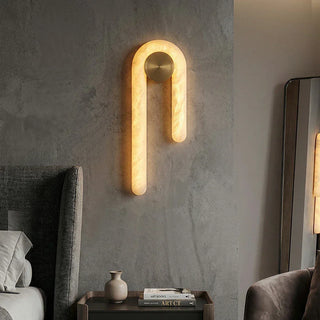 J-Shape Arlo Loop Alabaster Wall Sconce