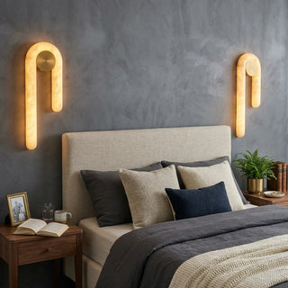 J-Shape Arlo Loop Alabaster Wall Sconce