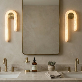 J-Shape Arlo Loop Alabaster Wall Sconce