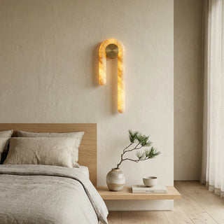 J-Shape Arlo Loop Alabaster Wall Sconce