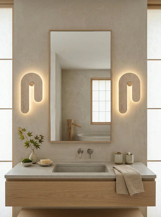 J-Shape Travertine Wall Sconce