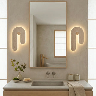 J-Shape Travertine Wall Sconce