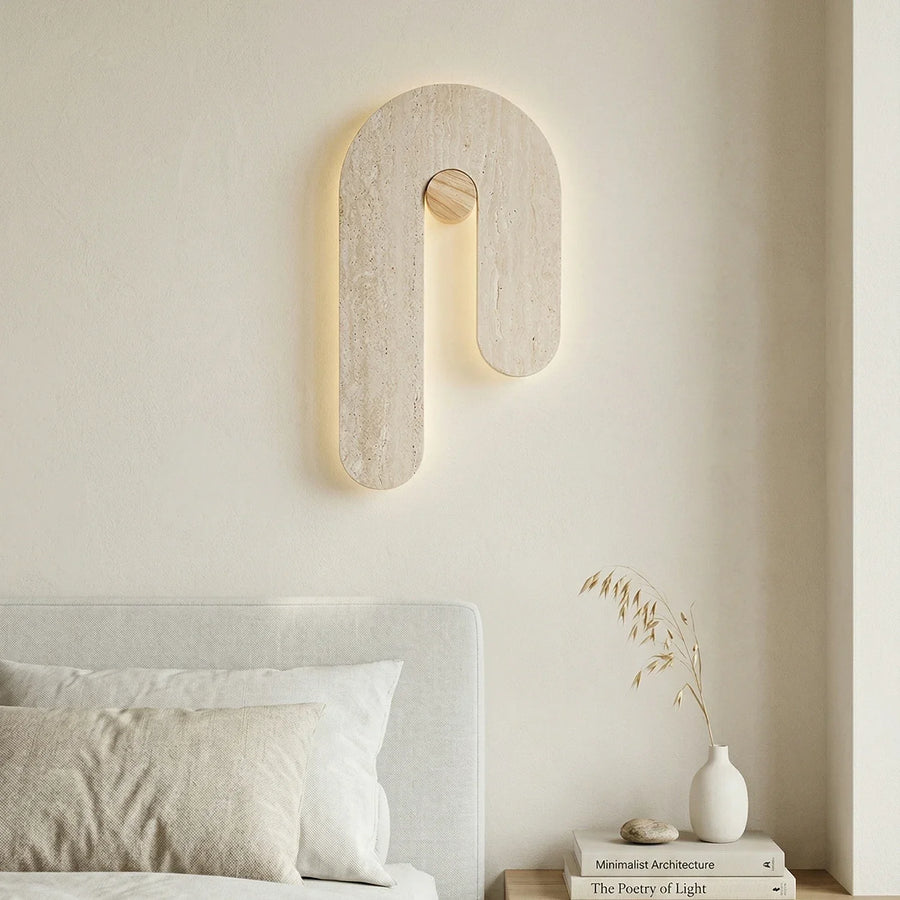 J-Shape Travertine Wall Sconce