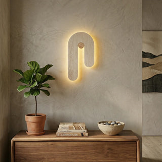 J-Shape Travertine Wall Sconce