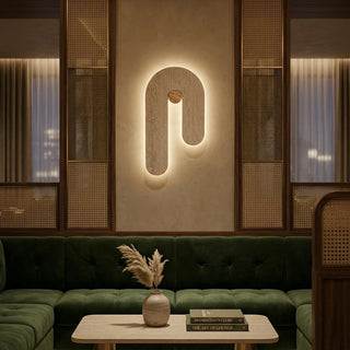 J-Shape Travertine Wall Sconce