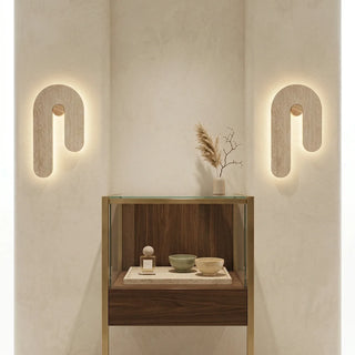 J-Shape Travertine Wall Sconce