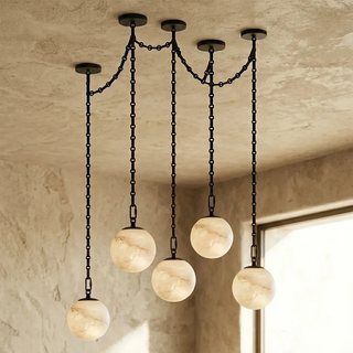 Alabaster Spherical Chain Chandelier