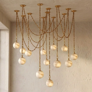 Alabaster Spherical Chain Chandelier