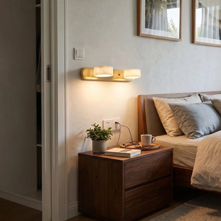 Kumo Alabaster and Wood Wall Sconce Bedside Nightstand Close-Up Reading Light - Vidirlighting