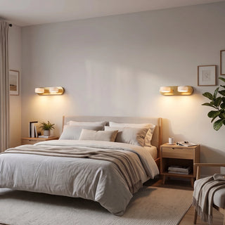 Kumo Alabaster Wood Wall Sconces Symmetrical Bedside Pair Warm Lighting Bedroom - Vidirlighting