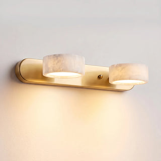 Kumo Alabaster and Oak Wood Wall Light 2-Light Warm Glow Studio Shot - Vidirlighting
