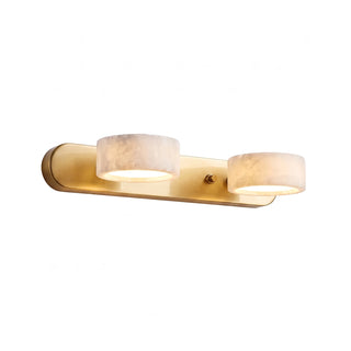 Kumo Natural Alabaster Solid Wood 2-Light Vanity Wall Sconce Illuminated Cutout - Vidirlighting