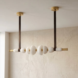Leather Strap Alabaster Beaded Chandelier