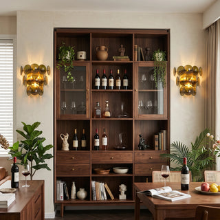 Lente Hammered Glass Disc Wall Sconce Vidirlighting Amber Tiered Glass Disc Wall Fixture Accenting Dark Olive Green Wood Paneled Dining Nook Wall