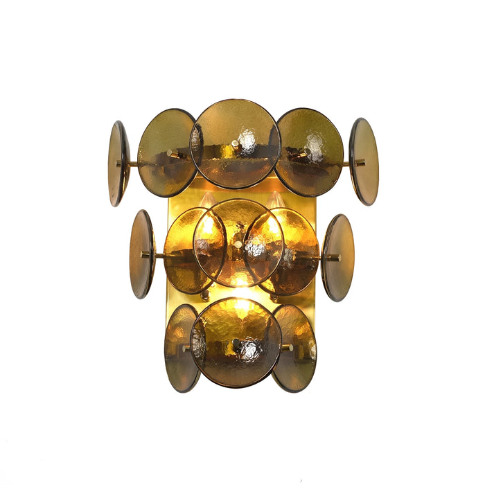 Lente Hammered Glass Disc Wall Sconce