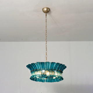 Lido single-tier amber smoke textured glass chandelier warm glowing by Vidir Lighting