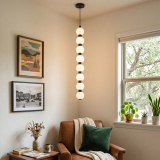 Linear Orbique Alabaster Bead Pendant Light