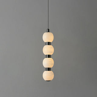 Linear Orbique Alabaster Bead Pendant Light